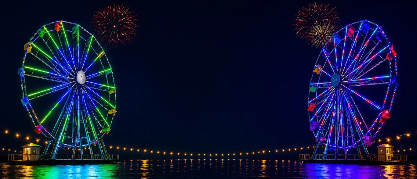 Large illuminated Ferris wheel available for event rentals